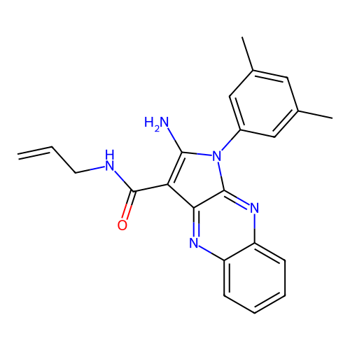 2-amino-1-(3,5-dimethylphenyl)-N-prop-2-enylpyrrolo[3,2-b]quinoxaline-3-carboxamide structure
