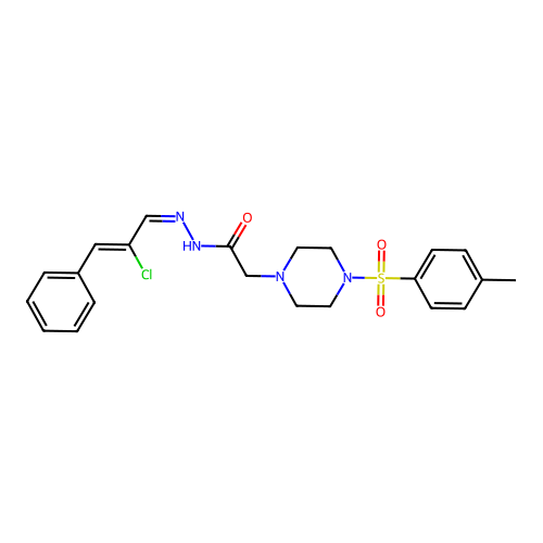 N'-[(1Z,2Z)-2-chloro-3-phenylprop-2-en-1-ylidene]-2-{4-[(4-methylphenyl)sulfonyl]piperazin-1-yl}acetohydrazide structure