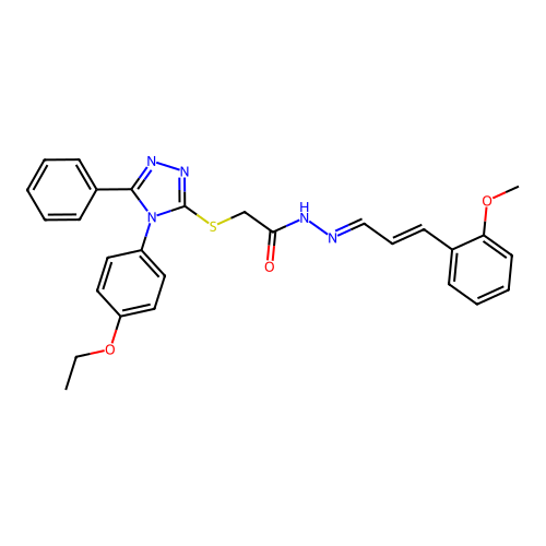 2-{[4-(4-ethoxyphenyl)-5-phenyl-4H-1,2,4-triazol-3-yl]sulfanyl}-N'-[(1E,2E)-3-(2-methoxyphenyl)prop-2-en-1-ylidene]acetohydrazide structure