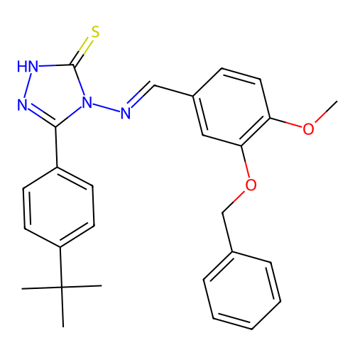 (E)-4-((3-(benzyloxy)-4-methoxybenzylidene)amino)-5-(4-(tert-butyl)phenyl)-4H-1,2,4-triazole-3-thiol structure