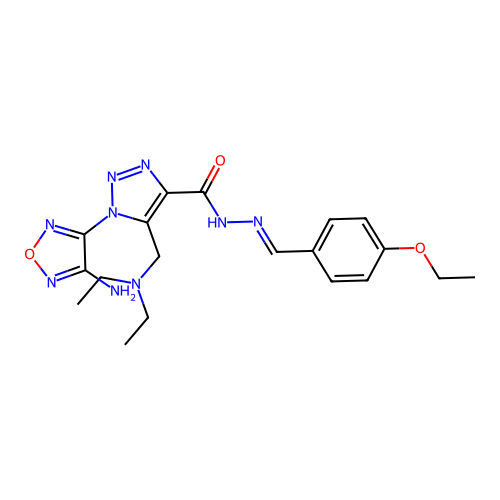(E)-1-(4-amino-1,2,5-oxadiazol-3-yl)-5-((diethylamino)methyl)-N'-(4-ethoxybenzylidene)-1H-1,2,3-triazole-4-carbohydrazide structure
