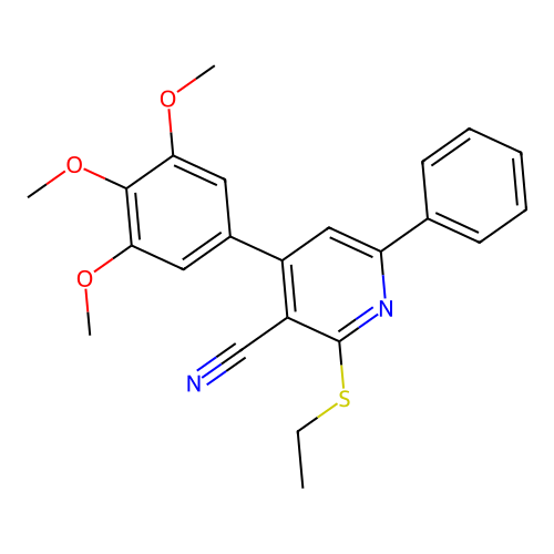 2-(Ethylsulfanyl)-6-phenyl-4-(3,4,5-trimethoxyphenyl)pyridine-3-carbonitrile structure