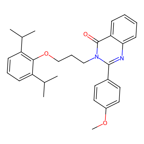 3-{3-[2,6-di(propan-2-yl)phenoxy]propyl}-2-(4-methoxyphenyl)quinazolin-4(3H)-one structure
