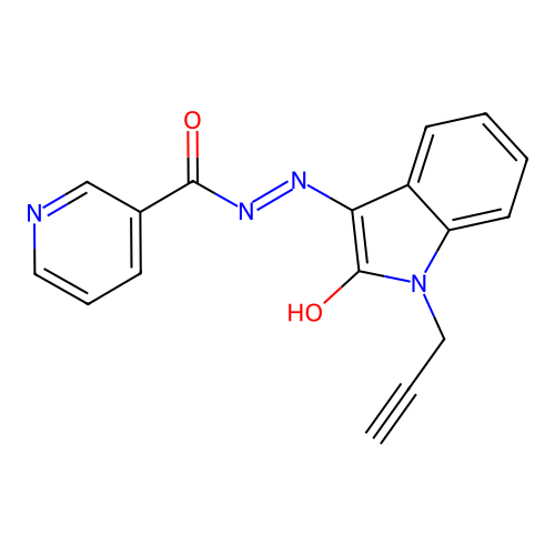 (Z)-N'-(2-oxo-1-(prop-2-yn-1-yl)indolin-3-ylidene)nicotinohydrazide structure