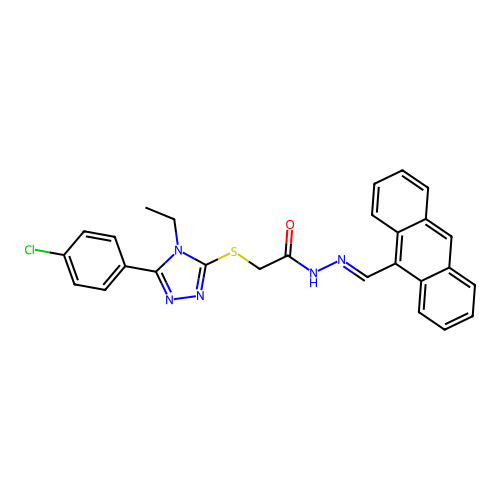 N'-[(E)-anthracen-9-ylmethylidene]-2-{[5-(4-chlorophenyl)-4-ethyl-4H-1,2,4-triazol-3-yl]sulfanyl}acetohydrazide structure
