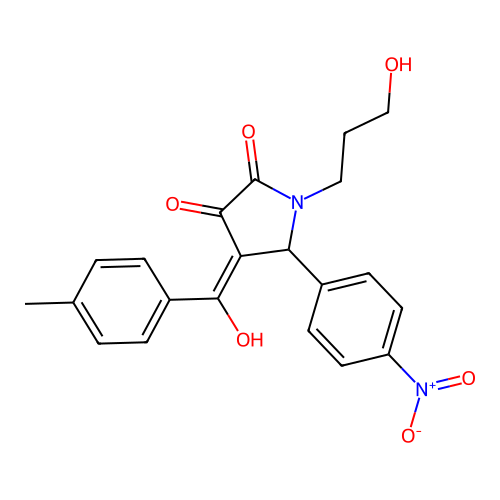 (4E)-4-[hydroxy-(4-methylphenyl)methylidene]-1-(3-hydroxypropyl)-5-(4-nitrophenyl)pyrrolidine-2,3-dione structure