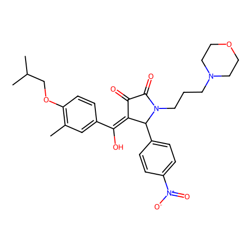 (4E)-4-[hydroxy-[3-methyl-4-(2-methylpropoxy)phenyl]methylidene]-1-(3-morpholin-4-ylpropyl)-5-(4-nitrophenyl)pyrrolidine-2,3-dione structure