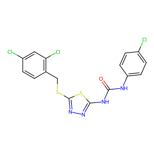 1-(4-chlorophenyl)-3-[5-[(2,4-dichlorophenyl)methylsulfanyl]-1,3,4-thiadiazol-2-yl]urea structure
