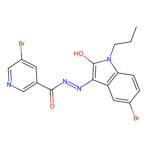 (Z)-5-bromo-N'-(5-bromo-2-oxo-1-propylindolin-3-ylidene)nicotinohydrazide structure