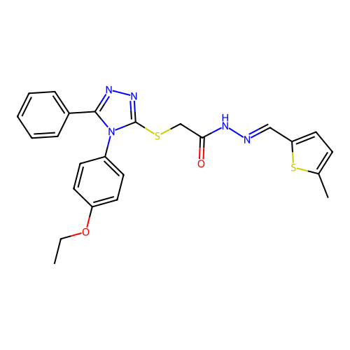 2-{[4-(4-ethoxyphenyl)-5-phenyl-4H-1,2,4-triazol-3-yl]sulfanyl}-N'-[(E)-(5-methylthiophen-2-yl)methylidene]acetohydrazide structure