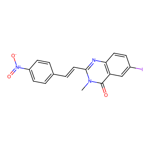 6-iodo-3-methyl-2-[(E)-2-(4-nitrophenyl)ethenyl]quinazolin-4-one structure