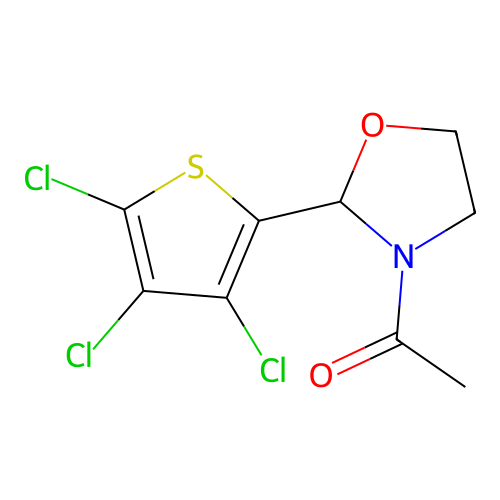 1-[2-(3,4,5-Trichlorothiophen-2-yl)-1,3-oxazolidin-3-yl]ethanone structure