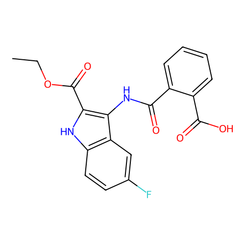 2-[(2-ethoxycarbonyl-5-fluoro-1H-indol-3-yl)carbamoyl]benzoic Acid structure