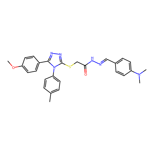 N'-{(E)-[4-(dimethylamino)phenyl]methylidene}-2-{[5-(4-methoxyphenyl)-4-(4-methylphenyl)-4H-1,2,4-triazol-3-yl]sulfanyl}acetohydrazide structure