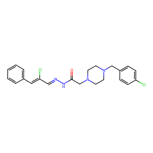 (E)-N'-((Z)-2-chloro-3-phenylallylidene)-2-(4-(4-chlorobenzyl)piperazin-1-yl)acetohydrazide structure