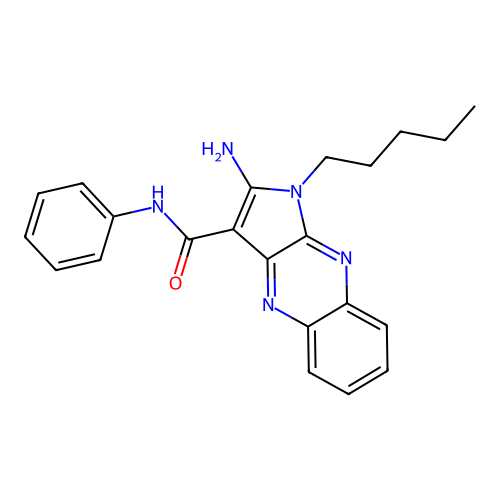 2-amino-1-pentyl-N-phenyl-1H-pyrrolo[2,3-b]quinoxaline-3-carboxamide structure