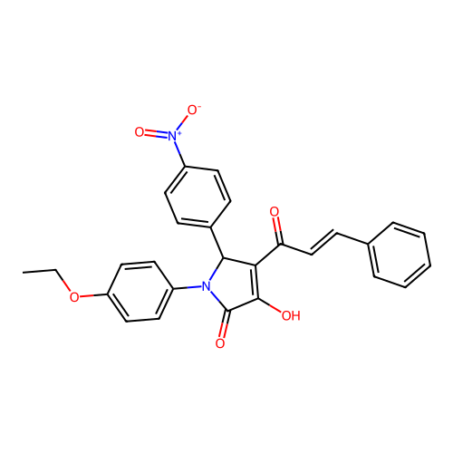 1-(4-ethoxyphenyl)-3-hydroxy-5-(4-nitrophenyl)-4-(3-phenylprop-2-enoyl)-5H-pyrrol-2-one structure