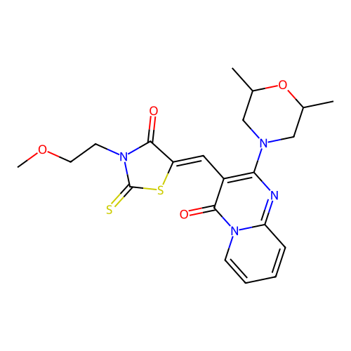 (Z)-5-((2-(2,6-dimethylmorpholino)-4-oxo-4H-pyrido[1,2-a]pyrimidin-3-yl)methylene)-3-(2-methoxyethyl)-2-thioxothiazolidin-4-one structure