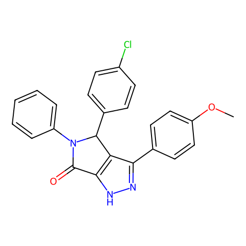 4-(4-chlorophenyl)-3-(4-methoxyphenyl)-5-phenyl-4,5-dihydropyrrolo[3,4-c]pyrazol-6(1H)-one structure