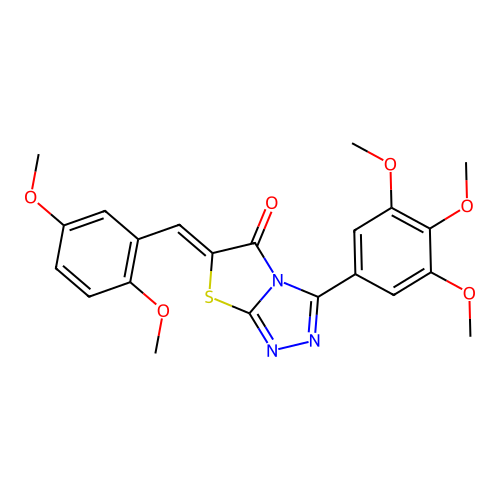 (6Z)-6-(2,5-dimethoxybenzylidene)-3-(3,4,5-trimethoxyphenyl)[1,3]thiazolo[2,3-c][1,2,4]triazol-5(6H)-one structure