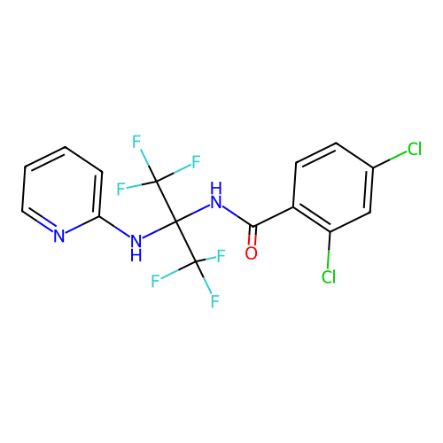 2,4-dichloro-N-[1,1,1,3,3,3-hexafluoro-2-(pyridin-2-ylamino)propan-2-yl]benzamide structure