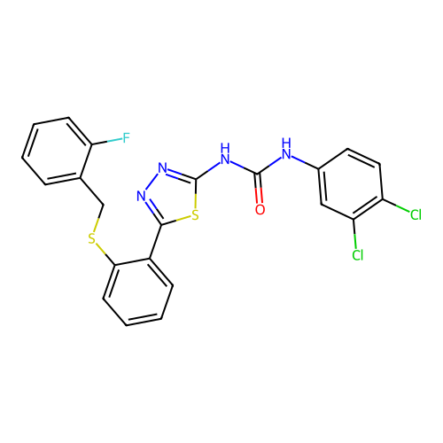 1-(3,4-dichlorophenyl)-3-(5-(2-((2-fluorobenzyl)thio)phenyl)-1,3,4-thiadiazol-2-yl)urea structure