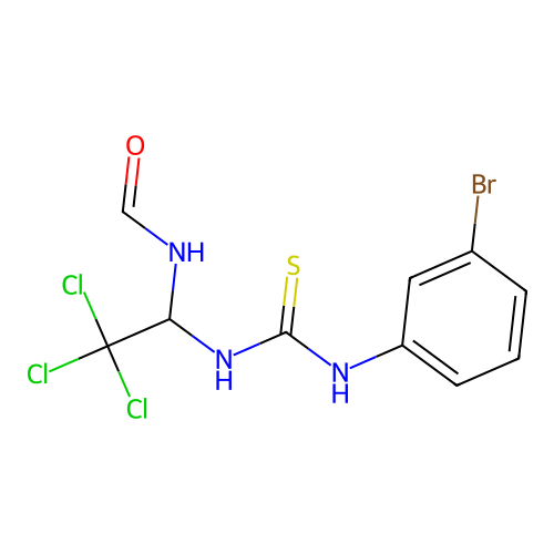 N-(3-bromophenyl)-N'-[2,2,2-trichloro-1-(formylamino)ethyl]thiourea structure