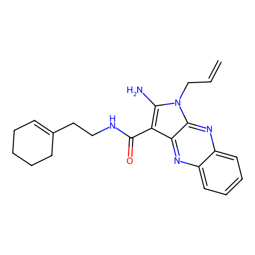 2-amino-N-[2-(cyclohexen-1-yl)ethyl]-1-prop-2-enylpyrrolo[3,2-b]quinoxaline-3-carboxamide structure