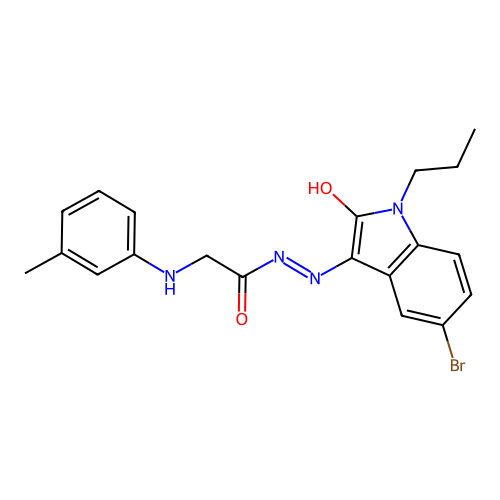 (Z)-N'-(5-bromo-2-oxo-1-propylindolin-3-ylidene)-2-(m-tolylamino)acetohydrazide structure