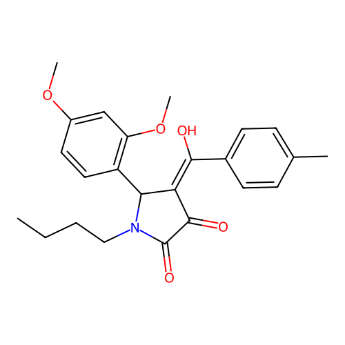 1-butyl-5-(2,4-dimethoxyphenyl)-3-hydroxy-4-(4-methylbenzoyl)-1H-pyrrol-2(5H)-one structure