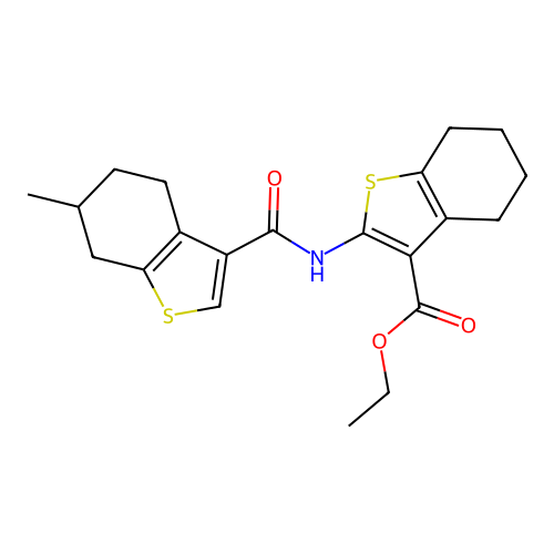 ETHYL 2-(6-METHYL-4,5,6,7-TETRAHYDRO-1-BENZOTHIOPHENE-3-AMIDO)-4,5,6,7-TETRAHYDRO-1-BENZOTHIOPHENE-3-CARBOXYLATE structure