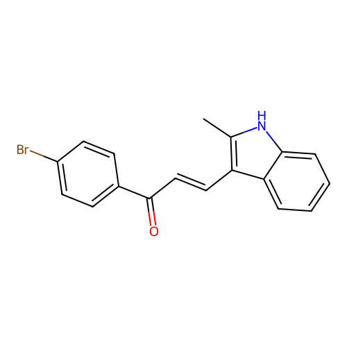 (E)-1-(4-bromophenyl)-3-(2-methyl-1H-indol-3-yl)prop-2-en-1-one structure