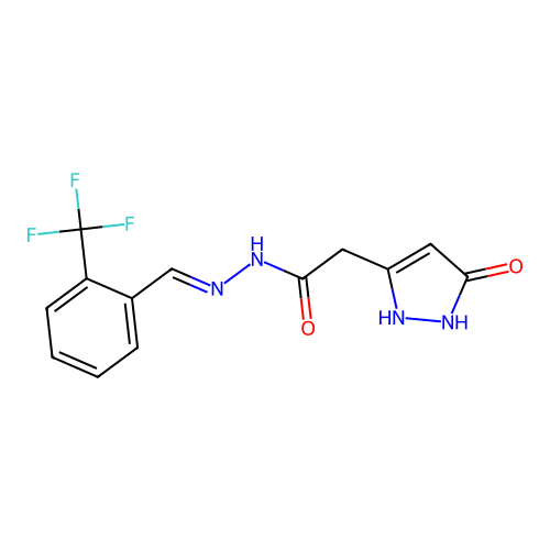(E)-2-(5-oxo-2,5-dihydro-1H-pyrazol-3-yl)-N'-(2-(trifluoromethyl)benzylidene)acetohydrazide structure