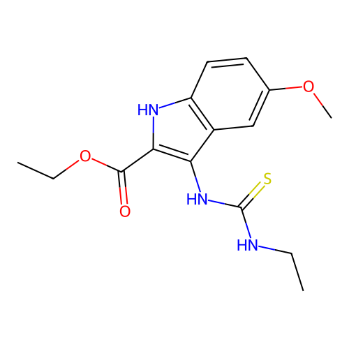 ethyl 3-[(ethylcarbamothioyl)amino]-5-methoxy-1H-indole-2-carboxylate structure