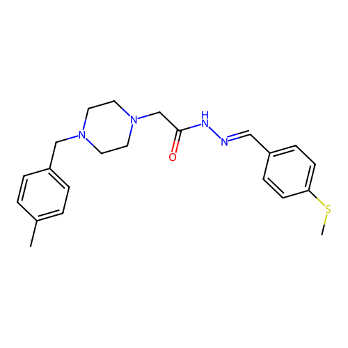 (E)-2-(4-(4-methylbenzyl)piperazin-1-yl)-N'-(4-(methylthio)benzylidene)acetohydrazide structure