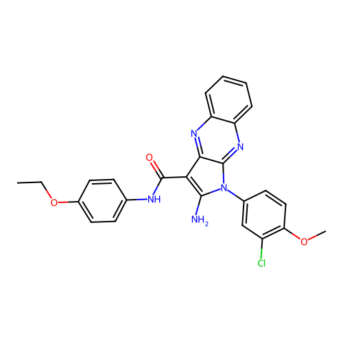 2-amino-1-(3-chloro-4-methoxyphenyl)-N-(4-ethoxyphenyl)-1H-pyrrolo[2,3-b]quinoxaline-3-carboxamide structure
