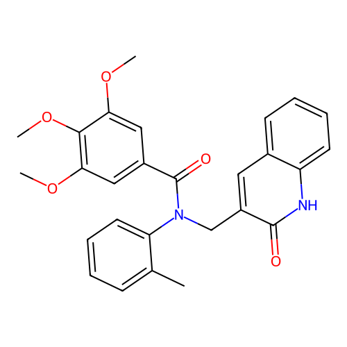 3,4,5-trimethoxy-N-(2-methylphenyl)-N-[(2-oxo-1H-quinolin-3-yl)methyl]benzamide structure