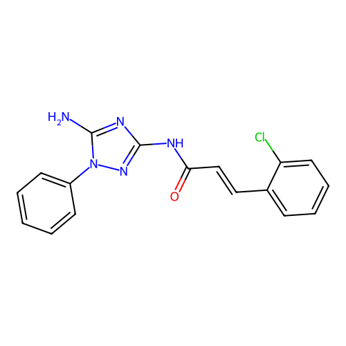 (2E)-N-(5-amino-1-phenyl-1H-1,2,4-triazol-3-yl)-3-(2-chlorophenyl)prop-2-enamide structure