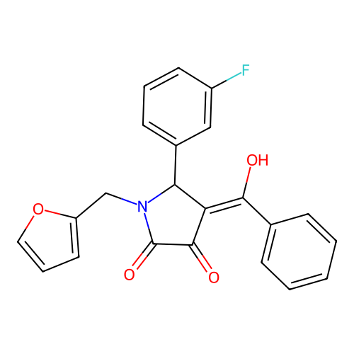 (4E)-5-(3-fluorophenyl)-1-(furan-2-ylmethyl)-4-[hydroxy(phenyl)methylidene]pyrrolidine-2,3-dione structure