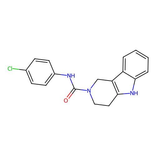 N-(4-chlorophenyl)-1,3,4,5-tetrahydropyrido[4,3-b]indole-2-carboxamide structure