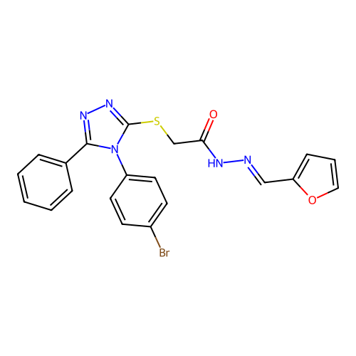 2-{[4-(4-bromophenyl)-5-phenyl-4H-1,2,4-triazol-3-yl]sulfanyl}-N'-[(E)-furan-2-ylmethylidene]acetohydrazide structure