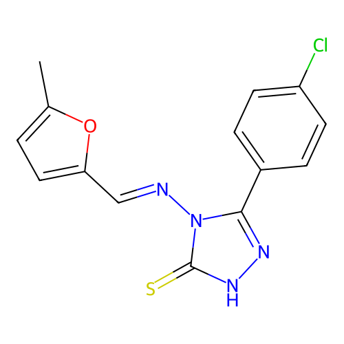 5-(4-CHLOROPHENYL)-4-(((5-ME-2-FURYL)METHYLENE)AMINO)-4H-1,2,4-TRIAZOLE-3-THIOL structure