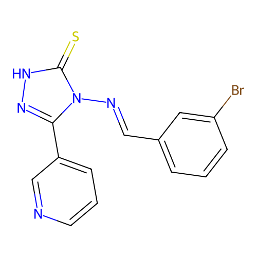 4-[(E)-(3-bromophenyl)methylideneamino]-3-pyridin-3-yl-1H-1,2,4-triazole-5-thione structure