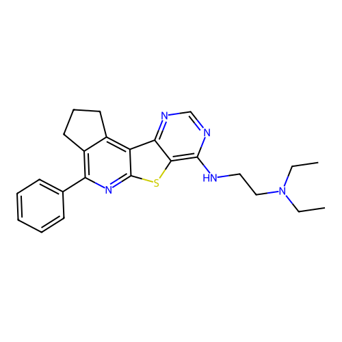 N,N-diethyl-N'-(4-phenyl-2,3-dihydro-1H-cyclopenta[4',5']pyrido[3',2':4,5]thieno[3,2-d]pyrimidin-7-yl)ethane-1,2-diamine structure