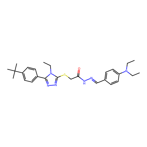 2-{[5-(4-tert-butylphenyl)-4-ethyl-4H-1,2,4-triazol-3-yl]sulfanyl}-N'-{(E)-[4-(diethylamino)phenyl]methylidene}acetohydrazide structure