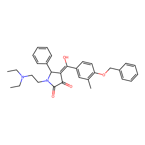 (4E)-1-(2-diethylaminoethyl)-4-[hydroxy-(3-methyl-4-phenylmethoxyphenyl)methylidene]-5-phenylpyrrolidine-2,3-dione structure