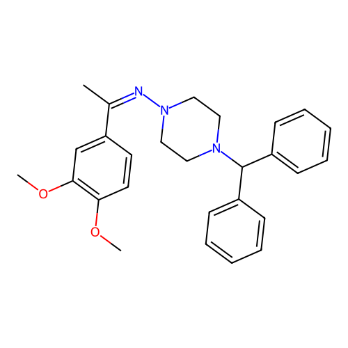 N-[(1Z)-1-(3,4-dimethoxyphenyl)ethylidene]-4-(diphenylmethyl)piperazin-1-amine structure