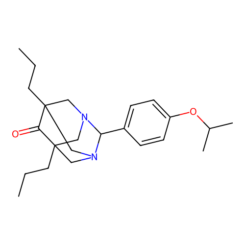 (1R,3S,5r,7r)-2-(4-isopropoxyphenyl)-5,7-dipropyl-1,3-diazaadamantan-6-one structure