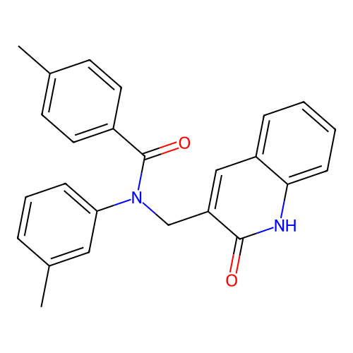 4-methyl-N-(3-methylphenyl)-N-[(2-oxo-1H-quinolin-3-yl)methyl]benzamide structure