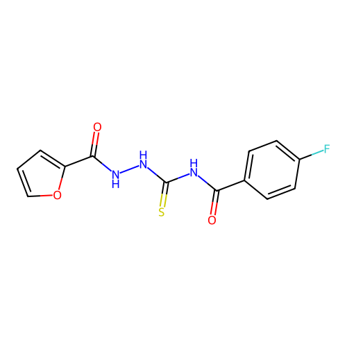 4-fluoro-N-{[2-(furan-2-ylcarbonyl)hydrazinyl]carbonothioyl}benzamide structure